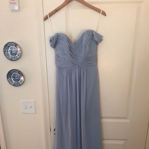 Floor length gown, light blue off the shoulder